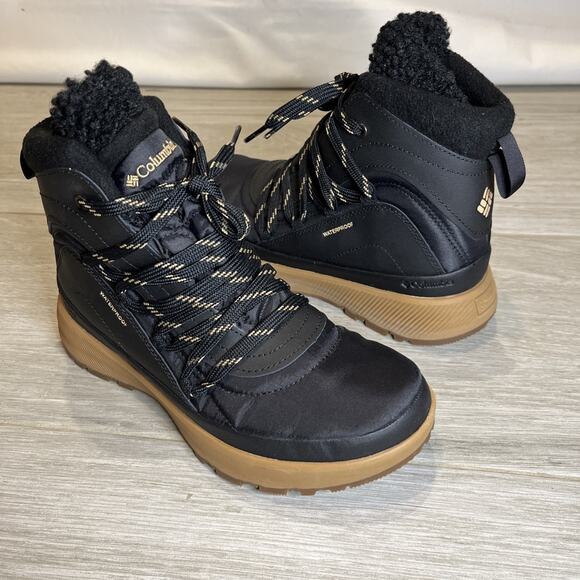 COLUMBIA Red Hills Omni-Heat Boot Women's Size US 7 Black Brown Waterproof - Picture 1 of 12